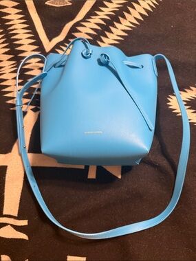 Mansur Gavriel Bright Blue Smooth Leather Mini Bucket Bag